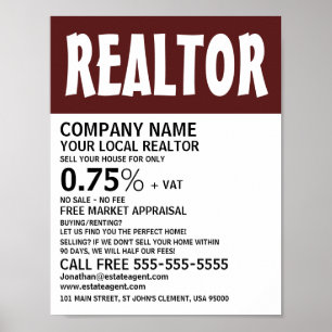 Poster Gras moderne, Realtor, Agent immobilier Publicité