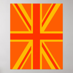 Poster Gras orange Union Jack Britanniques Drapeau Swag