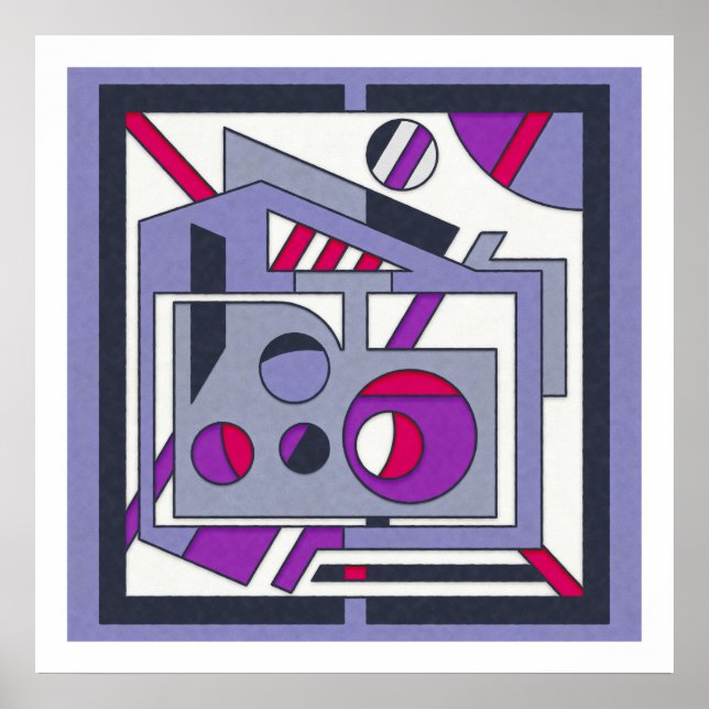 Poster Gras rose violet géométrique Abstrait industriel (Devant)