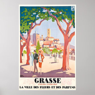 Poster Grasse Ville des Fleurs et des Parfums France Vint