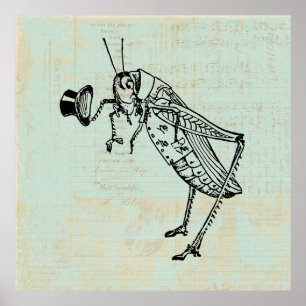 Poster Grasshopper avec chapeau supérieur
