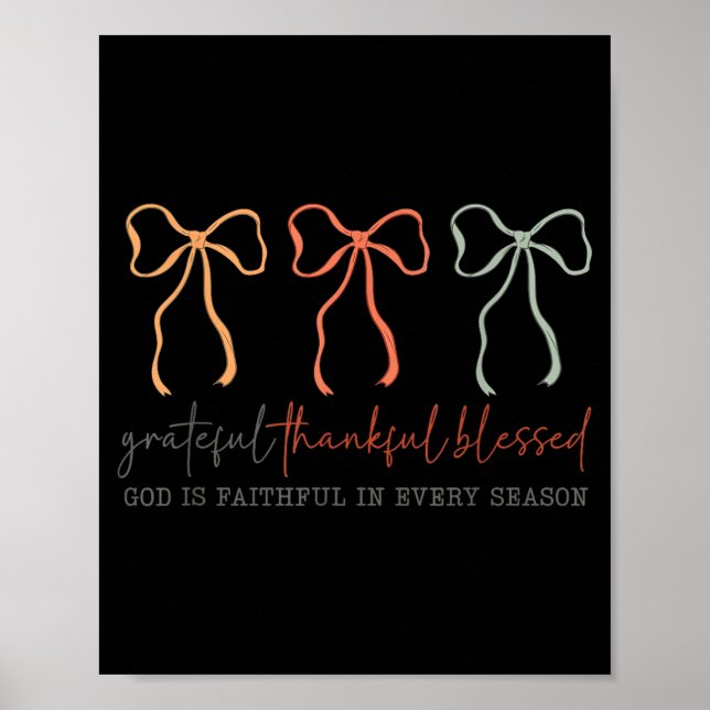 Poster Grateful Thankful Blessed God's Faithful Christian (Devant)
