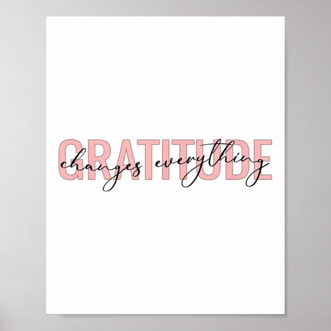 Poster Gratitude Changes Everything Motivational Sitive M (Devant)