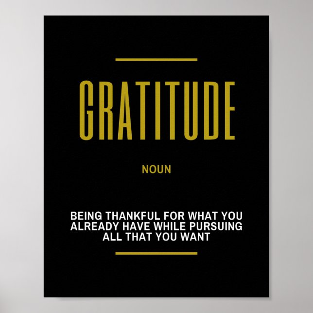 Poster Gratitude Citation Inspirationnelle Sur Le Succès (Devant)