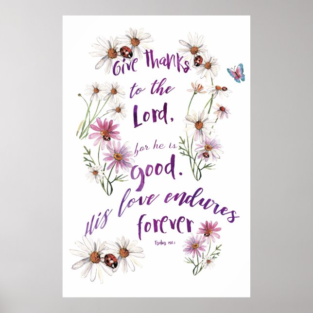 Poster Gratitude durable : Psaumes 156:1 Citation chrétie (Devant)