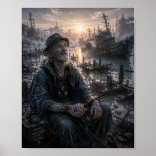 Poster Gratitude / Pêcheur / Un Havre Paisible