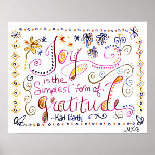 Poster Gratitude Whimsical Art Citation Lettrée À La Main