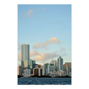 Poster Gratte-ciel de Miami contre le ciel clair large
