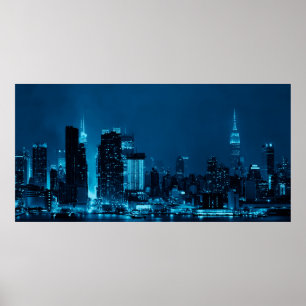 Poster gratte-ciel du centre de Manhattan et puits de New