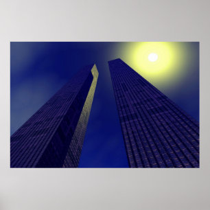 Poster gratte-ciel en bleu