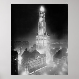 Poster Gratte-ciel la nuit, 1920. Photo vintage