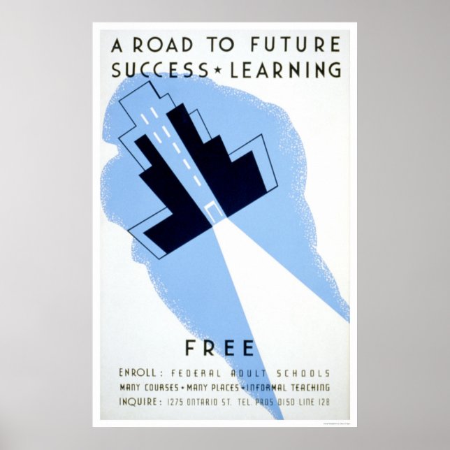 Poster Gratuit Écoles pour adultes 1938 WPA (Devant)