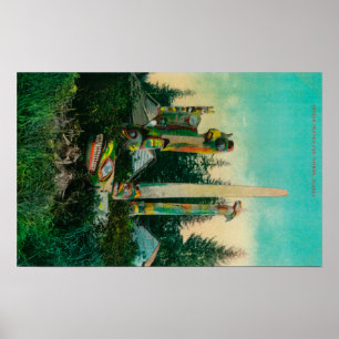 Poster Graves et totems indiens dans l'État de l'Alaska