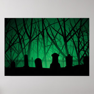 Poster Graveyard And Trees Background