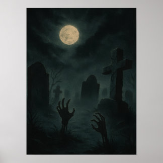 Poster Graveyard Eerie Zombie