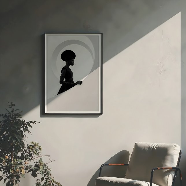 Poster Gravité géométrique : profil de mode monochrome (Créateur téléchargé)