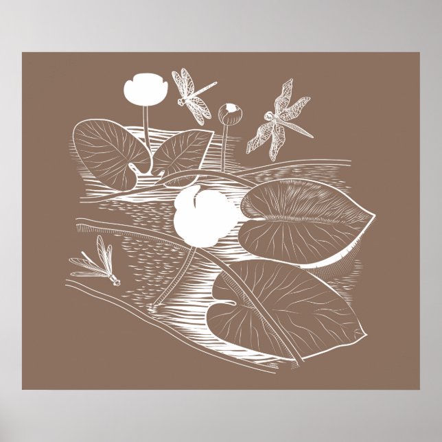 Poster Gravure de nénuphars (Devant)