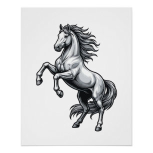 Poster Gravure Vintage Cheval Cabré Vector Design_1