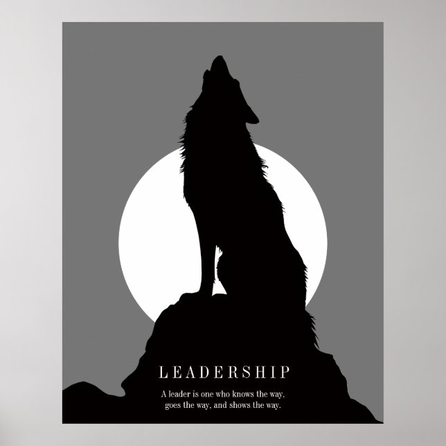 Poster Gray Black Pop Art Leadership Wolf Howling (Devant)