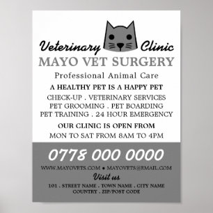 Poster Gray Cat, Vétérinaire, Service vétérinaire Advert