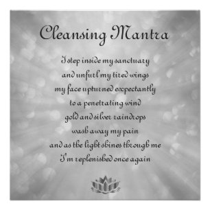 Poster Gray, Silver Cleansing Mantra Poem Design d'art