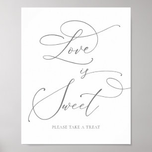Poster Gray Silver Minimalist Love is Sweet Dessert Bar