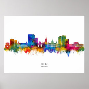 Poster Graz Autriche Skyline