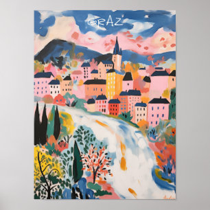 Poster Graz Autriche Voyage Ville Peinture Esthétique
