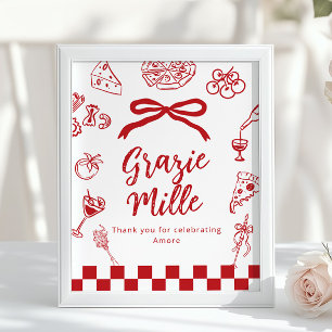 Poster Grazie Mille Merci d'être venu Favoris Italien