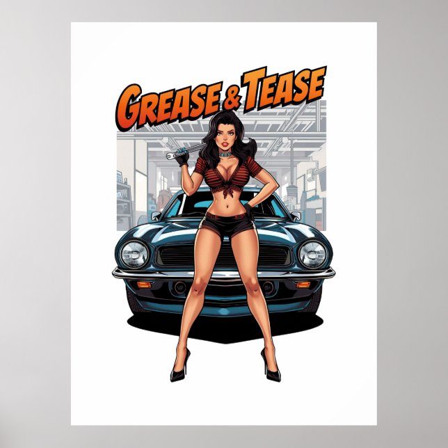 Poster Grease & Tease – Hot Rod Pin-Up Girl (Devant)