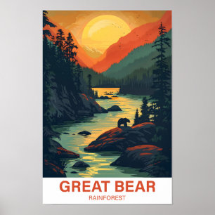 Poster Great Bear Rainforest Canada Illustration Voyage