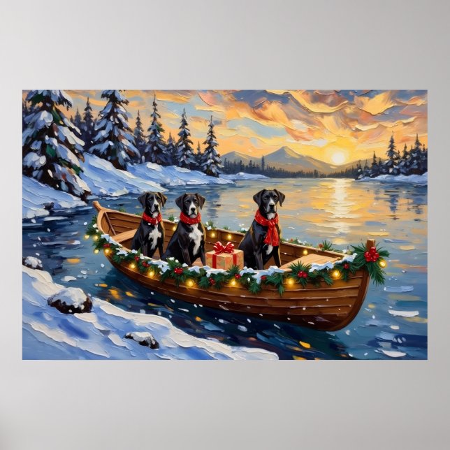 Poster Great Dane Christmas Boat Holiday (Devant)