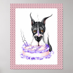 Poster Great Dane Mantle gâteau d'anniversaire