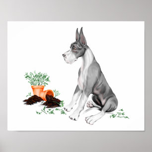 Poster Great Dane Naughty Pup Mantle