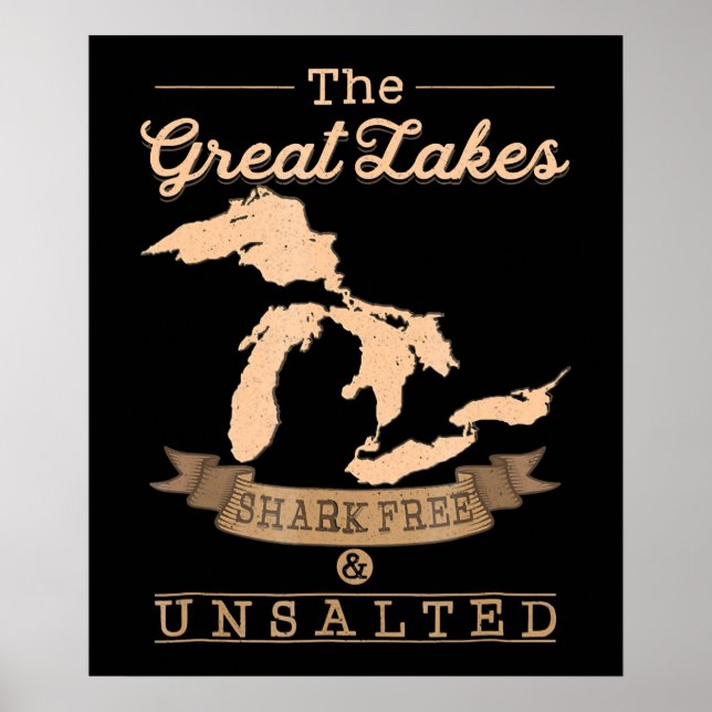 Poster Great Gakes Shark Gratuit non salé Gift Michigan (Devant)