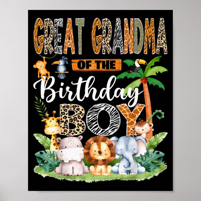 Poster Great Grandma Of The Birthday Boy Jungle Safari An (Devant)