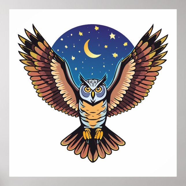 Poster Great Horned owl (Devant)