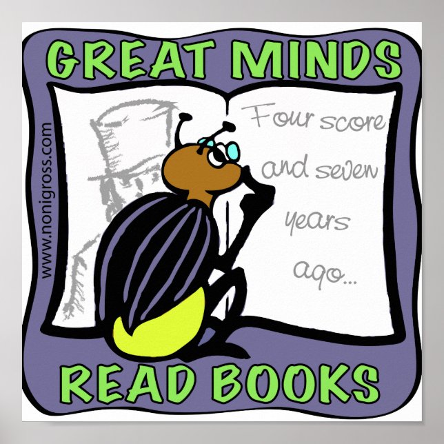 Poster Great Minds Lire des livres (Devant)