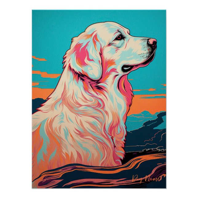 Poster Great Pyrenees Dog 001 - Bruno Pokopen (Devant)