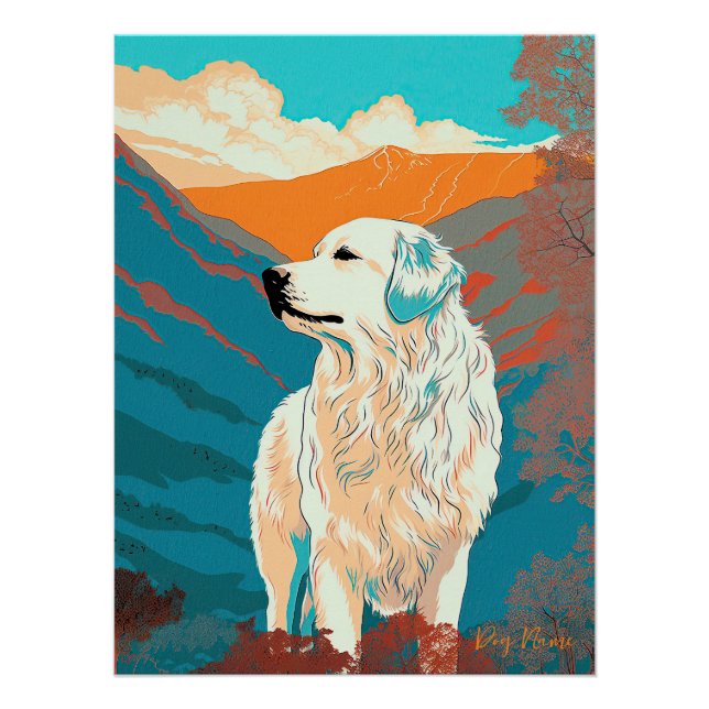 Poster Great Pyrenees Dog 003 - Bruno Pokopen (Devant)