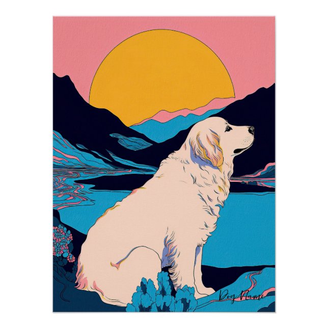 Poster Great Pyrenees Dog 004 - Bruno Pokopen (Devant)