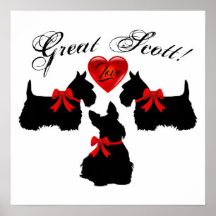Poster "Great Scott !", Scottish Terrier / coeur d'amour 