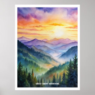 Poster Great Smoky Mountains National Park Aquarelle