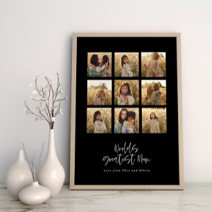 Poster Greatest Mum noir multi photo élégant