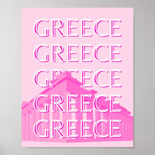 Poster Grèce, Art Voyage, Art Voyage Pastel, Rose (Devant)