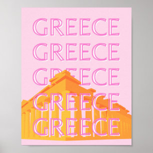 Poster Grèce, Art Voyage, Rose