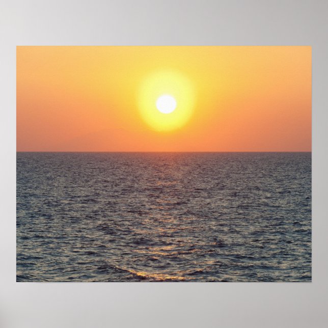 Poster Grèce, mer Egée horizon au coucher du soleil (Devant)