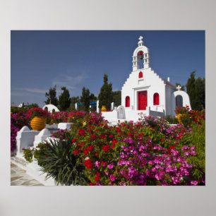 Poster Grèce, Mykonos, jolie petite chapelle dans