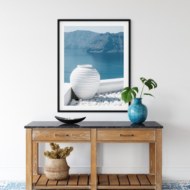Poster Grèce Santorin Paysage et Vase (Créateur téléchargé)