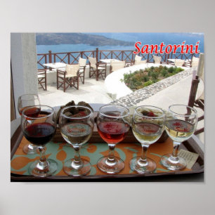 Poster Grèce - Santorin - Thera - Thira - Vin -